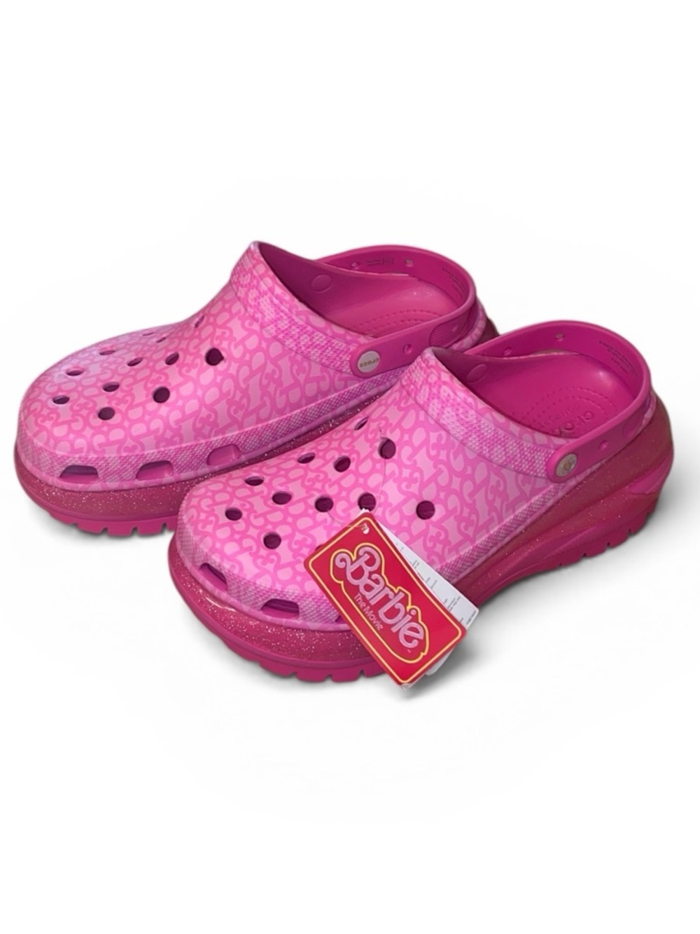 CROCS X BARBIE THE MOVIE The Mega Crush Clogs Pink Glitter Platform Mens Size 13